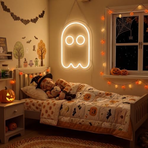 Zhengmy Halloween Cute Ghost Neon Sign LED Spooky Ghost Light for Decor - Image 2