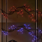 Hairui Lighted Halloween Garland with 48L Orange and Purple Bi-Color LED Lights 8 Functions, Black Glittered Garland Lights Battery Operated 6FT for Indoor Outdoor Halloween Party Decoration - Image 6