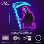 Grim Reaper Neon Sign with Scythe, Halloween LED Skeleton Neon Light - Image 4