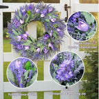 26" Artificial Spring Wreath for Front Door - Large Silk Hydrangea Daisy Rose Mixed Floral Wreath - Farmhouse Porch Wall Decor, Easter Mother's Day Decoration (Multicolor) (Purple, 26in) - Image 4