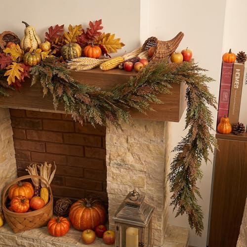 Valery Madelyn 6ft Artificial Norfolk Fall Garland for Mantle - Image 3