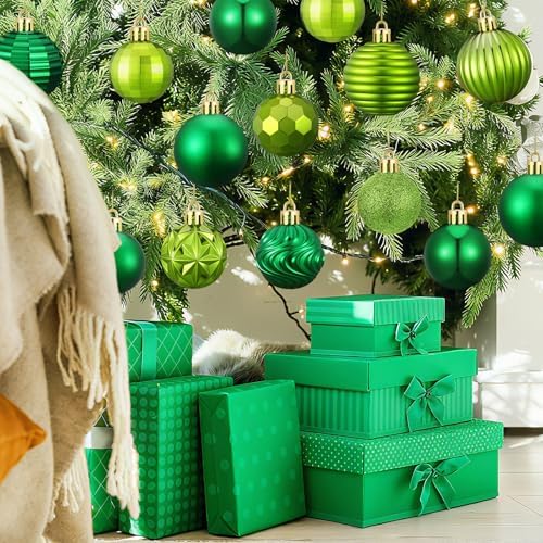Lunmon 72 Pcs Green Christmas Ball Ornaments Matte Glitter Xmas Bulbs - Image 4