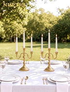 NUPTIO Candelabra Gold Candle Holders: Brass Candlestick Holder 3 Arm - Image 4
