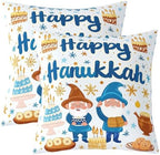 Erosebridal Hanukkah Theme Throw Pillow Covers Happy Festival Pillow Cases 24X24 Inch for Sofa Bed Couch,Cute Gnomes Cake Stars Decorative Cushion Covers Winter Snowflake 2Pcs by Erosebridal