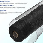 MECCANIXITY 3pcs 10 Inch Poly Burlap Mesh for Wreath, Decorative Mesh Fabric Ribbon 10 Yard for Fall Easter Christmas Flower Bow, Black - Image 3