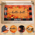 2 Pack Hello Fall Welcome Doormat, Orange Black Checkered Mat Non Slip - Image 3