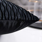 DEZENE Black Vertical Ripple Striped Decorative Pillow Covers: Pack of 2 24x24 Inch Velvet Square Throw Pillow Cases for Farmhouse Couch Sofa Bed Living Room Home Decor - Image 7