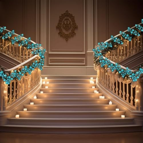 2 Pcs 6 ft Christmas Ball Ornament Garland, Lake Blue - Image 7