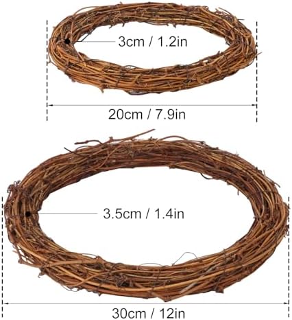 12 Pcs 12 Inch & 8 inch Natural Grapevine Wreath Set, Hand-Woven Vine Branch Wreaths for DIY Crafts, Christmas Decorations, Home & Event Styling(6 Pieces per Size) - Image 2
