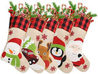 Christmas Stockings 5 Pack, 18'' Large Christmas Stockings with Santa Snowman Gnomes Pattern,Classic Buffalo Plaid Cuff,Xmas Ornaments for Family Stairs Fireplace Tree Hanging - Image 4
