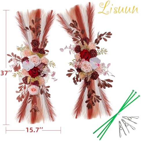Lisuun Artificial Wedding Arch Flowers, 2 Large Floral Swags - Image 6
