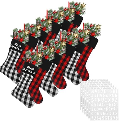 Tatuo 12 Pack Christmas Burlap Stockings Hanging,Modern Color by Tatuo