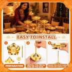 3 Pcs Diwali Lotus Candle Holders, Detachable Tealight Stands for Pooja - Image 3