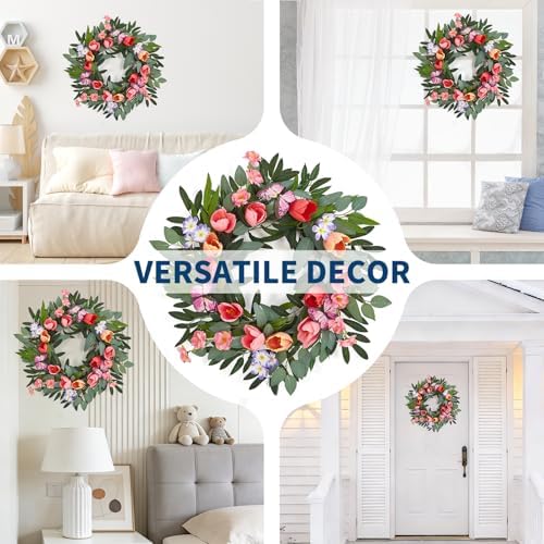 Garvee Spring Wreaths for Front Door, 20 Inch Tulip Wreath - Image 7