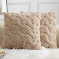 Yaertun Set of 2 Decorative Throw Pillow Covers Thick Plush Wool Throw Pillows Super Soft Luxury Faux Rabbit Fur Velvet Cushion Covers for Couch Sofa Bed Living Room 24x24 Inch Oatmeal by YAERTUN