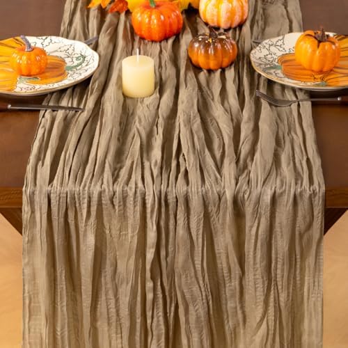 Nude Cheesecloth Table Runner Boho Gauze Fall Table Runners - Image 3
