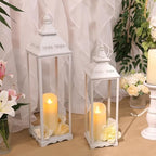 Decorative Candle Lanterns, Large 2Pcs, White Metal for Indoor & Outdoor - Image 6