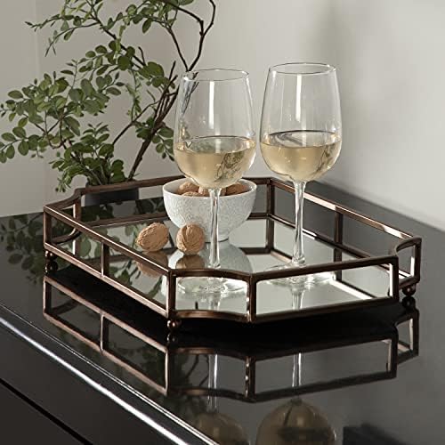 Kate and Laurel Ciel Modern Scalloped Tray; 19 x 13 x 3. Bronze; Decorative Mirrored Tray for Storage and Display - Image 3