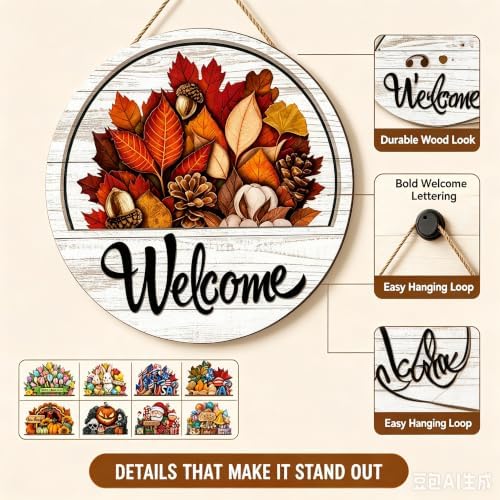 16 Pcs Interchangeable Welcome Sign for Front Door，2set - Image 4