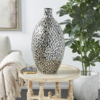 Deco 79 Mother of Pearl Shell Handmade Decorative Vase Mosaic Floral Inspired Centerpiece Vase, Flower Vase for Home Decoration 11" x 11" x 22", Black - Image 5