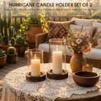 Hurricane Candle Holder Wooden: Set of 2 Candle Holder Pillar with Wood Base Clear Glass Sleeve – Rustic Wooden Candle Holders for Home Decor, Weddings, Table Centerpiece(Brown) - Image 6