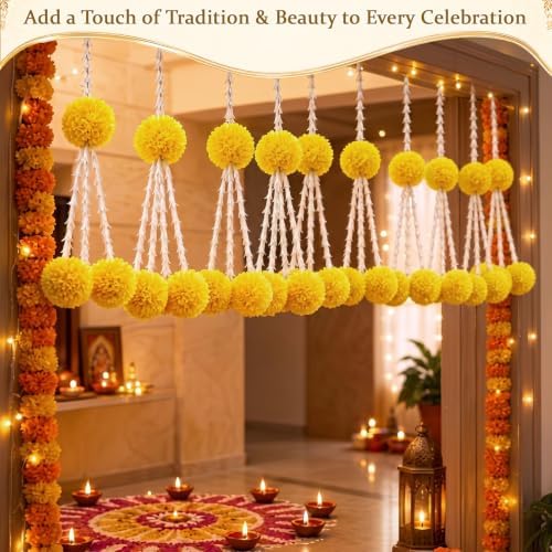 Riceshoot 20 Pcs Indian Marigold Garland for Pooja, Wedding Decor - Image 5