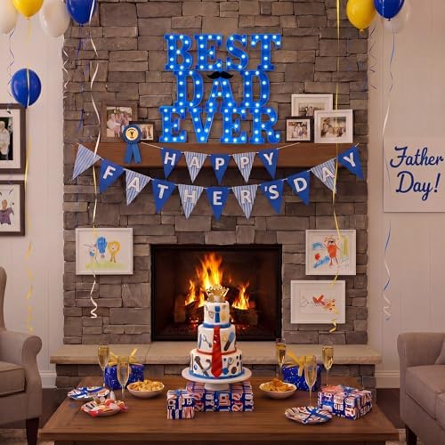 Ganeen Plastic Father's Day Decorations Gift LED Best Dad Ever Sign - Image 5