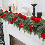 3.15In Red Velvet Christmas Ornaments Set,12Pcs Flocked Ornaments Balls - Image 6