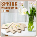 Tioncy 12 Pcs 12 Pack 18" Wildflower Embroidered Cloth Napkins, Linen - Image 4