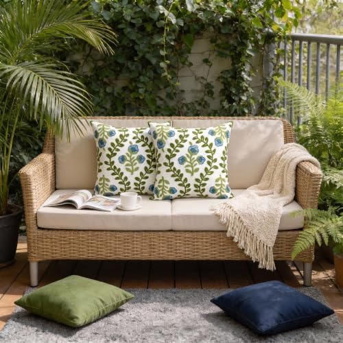 Alysheer Embroidered Decorative Throw Pillow Cover 18"x 18" Set of 2, Blue - Image 3
