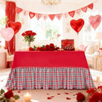 Fanqisi Red Ruffle Table Cloth Gingham Tablecloth - 80 x 120 Inch Polyester Tablecloths Rectangle Washable Farmhouse Table Cover for Birthday Wedding Picnic Dessert Party Decoration - Image 3