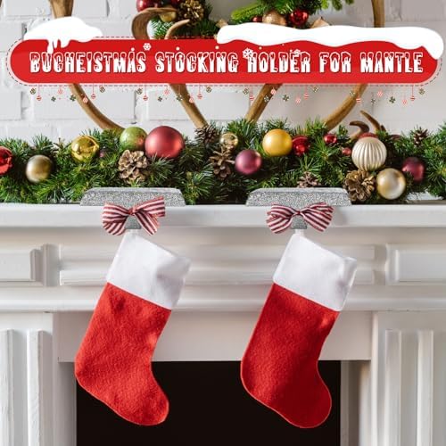 Huwena Metal Christmas Stocking Holders Shiny, Stylish, Silver, 12 Pcs - Image 2