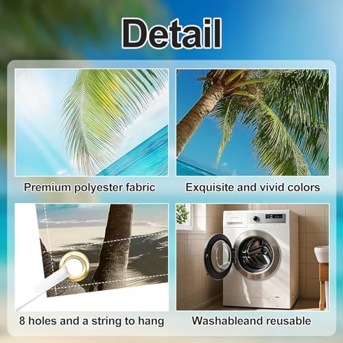 6x13 FT Tropical Beach Garage Door Banner - Palm Tree & Ocean Backdrop, Large Indoor Outdoor Garage Door Cover, Summer Vacation Theme Decoration for Home, Yard Luau Party - Image 3