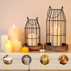 Rustic Wire Metal Cloche Set of 2 Candle Lantern Decorative Indoor Outdoor Vintage Cage Candle Holders Modern Farmhouse Decor for Fireplace Mantle Entryway Living Room Kitchen Coffee Table Centerpiece - Image 4