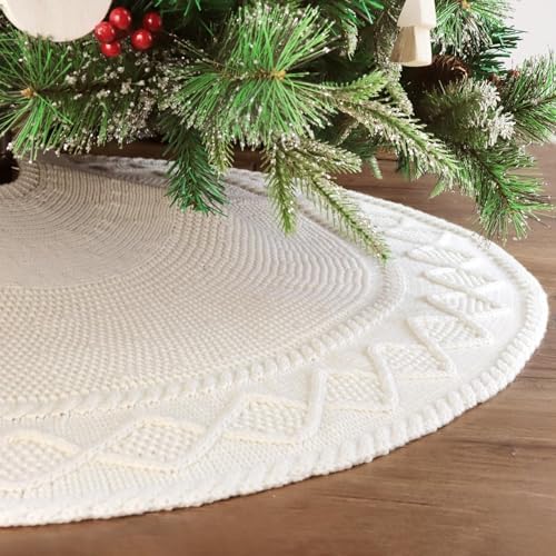 Knit Christmas Tree Skirts, Neutral Tree Skirt, Cozy Christmas Decorations - Image 5