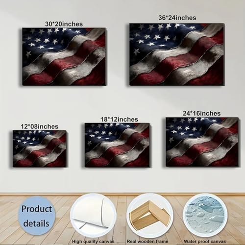ZERILYN Ship Next Day – Patriotic Canvas Wall Decor, American Flag Pictures, Independence Day Canvas Prints, Red White Blue Home & Office Decoration - Image 6
