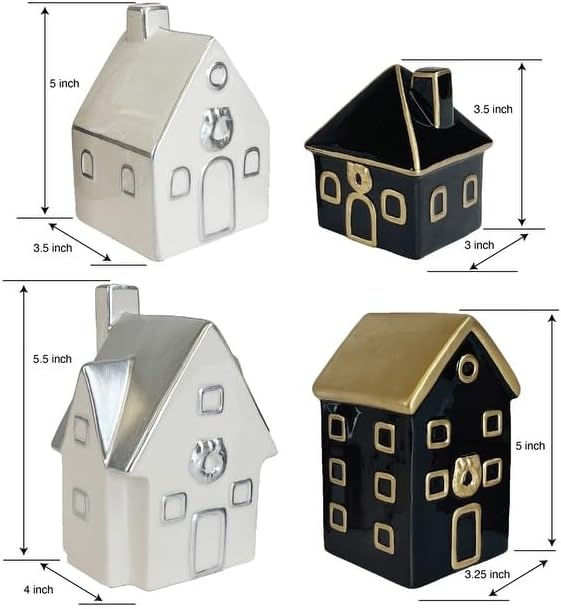 Ceramic Christmas Village Set of 4 Christmas Village Houses Ceramic - Image 4