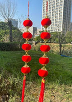 2String 10PCS 40Inch Pure Red Flannel Chinese Tassel Lantern Chinese New Year Decorations for Party Wedding Supplies Spring Festival Decorations Mid-Autumn Moon Festival Wedding Party Ornaments - Image 5