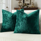 MIULEE Velvet Euro Sham Throw Pillow Covers Emerald Green 24x24 inch Set of 2 by MIULEE