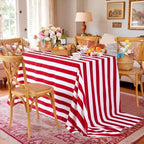 Fanqisi 2 Packs Red and White Striped Tablecloth 57 x 84 Inch Waterproof Patriotic Table Cloth Rectangle Table Cover for Birthday Baby Shower Wedding Outdoor Summer Party Decoration - Image 5