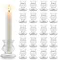 Romadedi Small Ribbed Glass Taper Candle Holder, Clear, Pack of 20 by ROMADEDI