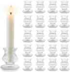 Romadedi Small Ribbed Glass Taper Candle Holder, Clear, Pack of 20 by ROMADEDI