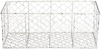 DII Chicken Wire Collection Farmhouse Vintage Wall Baskets, Medium Basket, White - Image 3