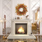 22 inch Artificial Fall Wreaths for Front Door,Autumn Wreath with Pumpkin and red Berries Suitable for Indoor Outdoor Wall Porch Harvest Festival Thanksgiving Day Farmhouse Holiday Decor - Image 5