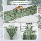 6 Pack Sage Green 35x120 Inch Cheesecloth Table Runner - Image 5