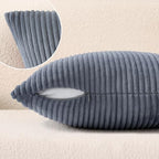 Mecatny Corduroy Decorative Throw Pillow Covers 26x26 Set of 2 Blue Grey - Image 5