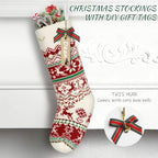 LIBWYS Knit Christmas Stockings with Patterns Reindeer, Tree, Snowflake, Snowman-4 Pack 18 Inch Large Knit Stockings, Personalized Christmas Stockings with DIY Name Tags for Family Holiday Decor - Image 3