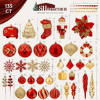 SHareconn 135Pcs Christmas Tree Ornaments Set, Christmas Tree Decorations - Image 2