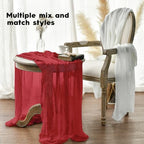 Artoid Mode Boho Red Gauze 6 Pieces Wedding Table Runner, 120 Inch Birthday Fabric Kitchen Dining Holiday Table Decor for Home Party Indoor - Image 4