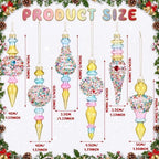Soaoo 6 Pcs 6.3 in Pastel Mercury Glass Finial Christmas Ornaments - Image 3